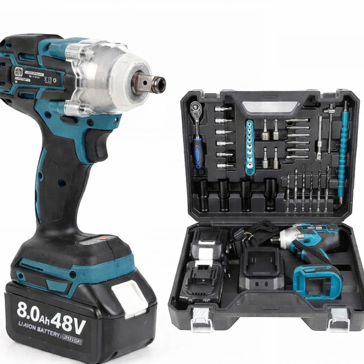 Trusa masina de impact si insurubat, 2 acumulatori 48V, 40 accesorii